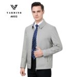 Áo khoác trung niên cao cấp Vardino công sở hàng hiệu bảo hành trọn đời cổ bẻ màu trắng xám ak02