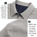 Áo khoác trung niên cao cấp Vardino công sở hàng hiệu bảo hành trọn đời cổ bẻ màu trắng xám ak02