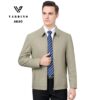 Áo khoác nam trung niên Vardino cổ bẻ màu vàng be AK60