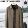 Áo Khoác Nam Trung Niên Vardino Giấu Cúc Lót Lông Vũ Tháo Rời cao cấp màu ghi xám ak71