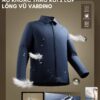 Áo Khoác Nam Trung Niên Vardino Lót Lông Vũ Tháo Rời cao cấp AK58 cổ bẻ xanh than