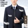 Áo Khoác Nam Trung Niên Vardino Lót Lông Vũ Tháo Rời cao cấp AK58 cổ bẻ xanh than