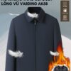 Áo Khoác Nam Trung Niên Vardino Lót Lông Vũ Tháo Rời cao cấp AK58 cổ bẻ xanh than