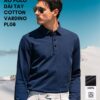Áo polo nam dài tay VARDINO cổ bẻ màu xanh cotton dày cao cấp PL08