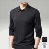Áo len nam cổ bẻ trung niên VARDINO dệt kim màu xám L07
