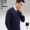 Áo len nam cổ tim chữ v trung niên VARDINO dệt kim màu xanh L01