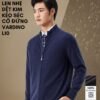 Áo khoác len nam kéo séc VARDINO cổ đứng trung niên dệt kim màu xanh L10