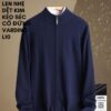Áo khoác len nam kéo séc VARDINO cổ đứng trung niên dệt kim màu xanh L10
