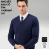 Áo len nam cổ tim chữ v trung niên VARDINO dệt kim màu xanh L01