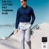Áo polo nam dài tay VARDINO cổ bẻ màu xanh cotton dày cao cấp PL08