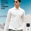 Áo polo nam dài tay VARDINO cổ bẻ màu trắng cotton dày cao cấp PL09