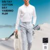 Áo polo nam dài tay VARDINO cổ bẻ màu trắng cotton dày cao cấp PL09