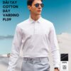 Áo polo nam dài tay VARDINO cổ bẻ màu trắng cotton dày cao cấp PL09