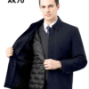 Áo Khoác Nam Trung Niên Vardino Giấu Cúc Lót Lông Vũ Tháo Rời cao cấp màu xanh than AK70